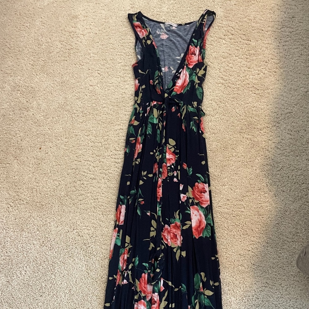 navy blue floral maxi dress